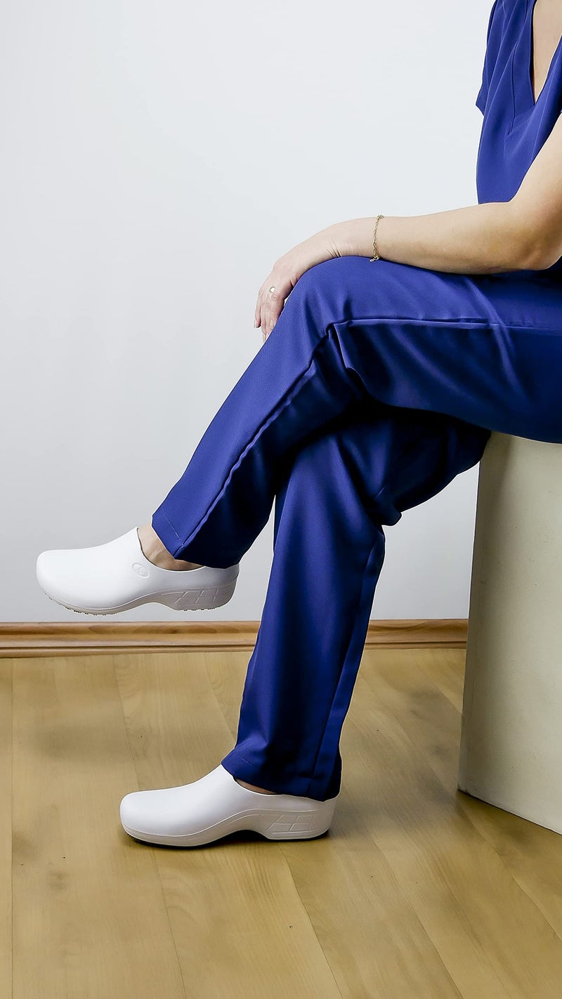 Sticky SSW-US-BCA-7 Nursing Shoes Women - Chefs - Kitchen - Nurses - Clogs for Work - Waterproof Non Slip (White, 7) - Image 3